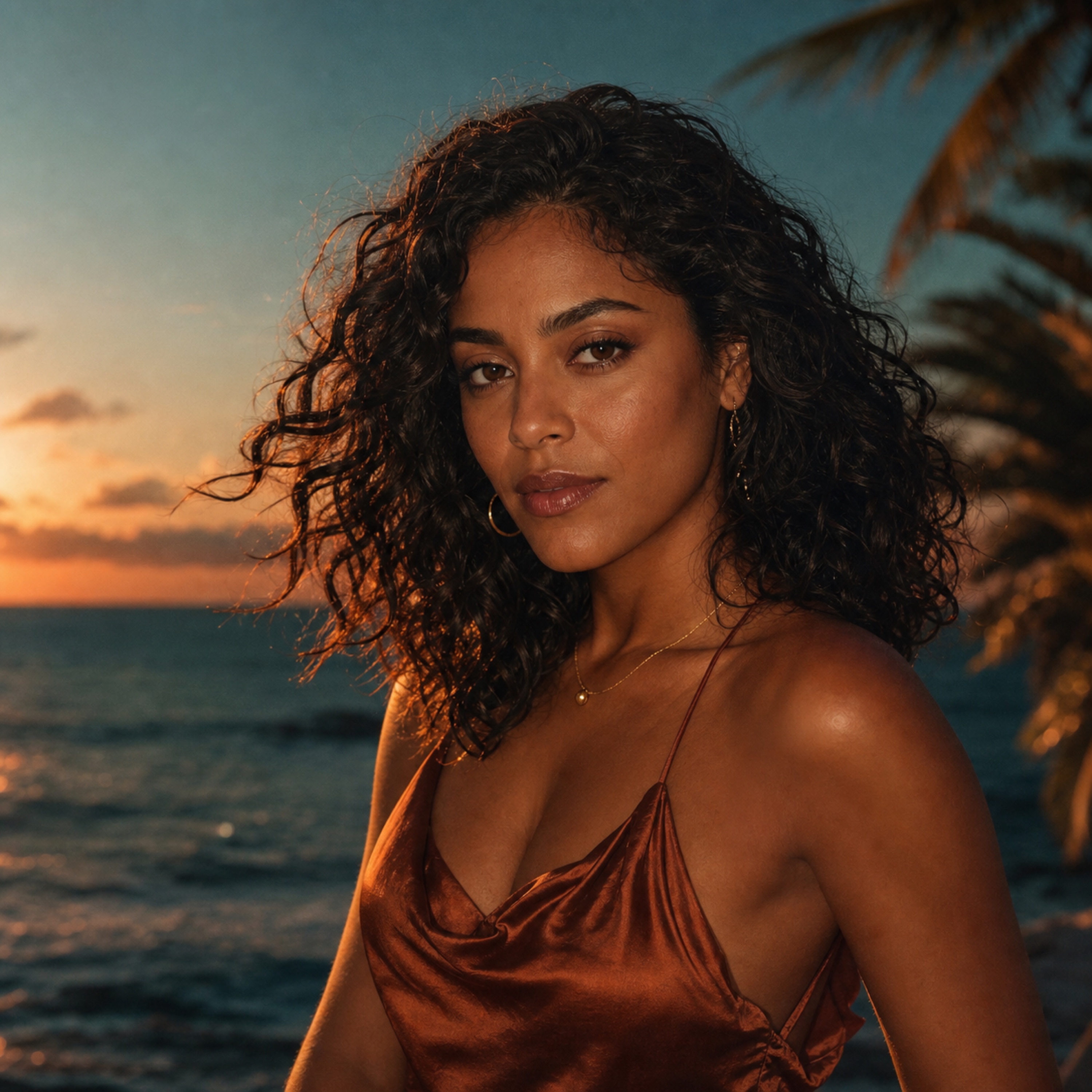 Marea Cobre at sunset by the ocean