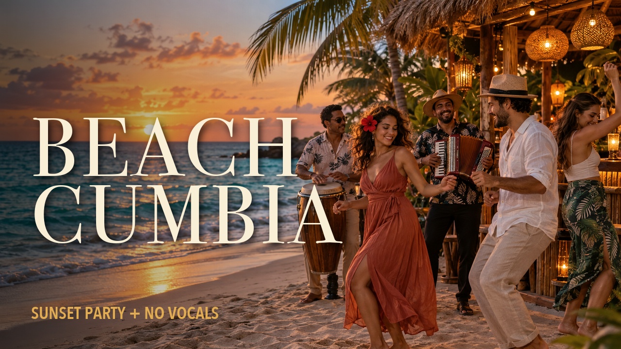 Thumbnail for Escape to a Tropical Sunset 🌅 2026 Beach Party Cumbia Chill for Dreaming & Dancing | No Vocals